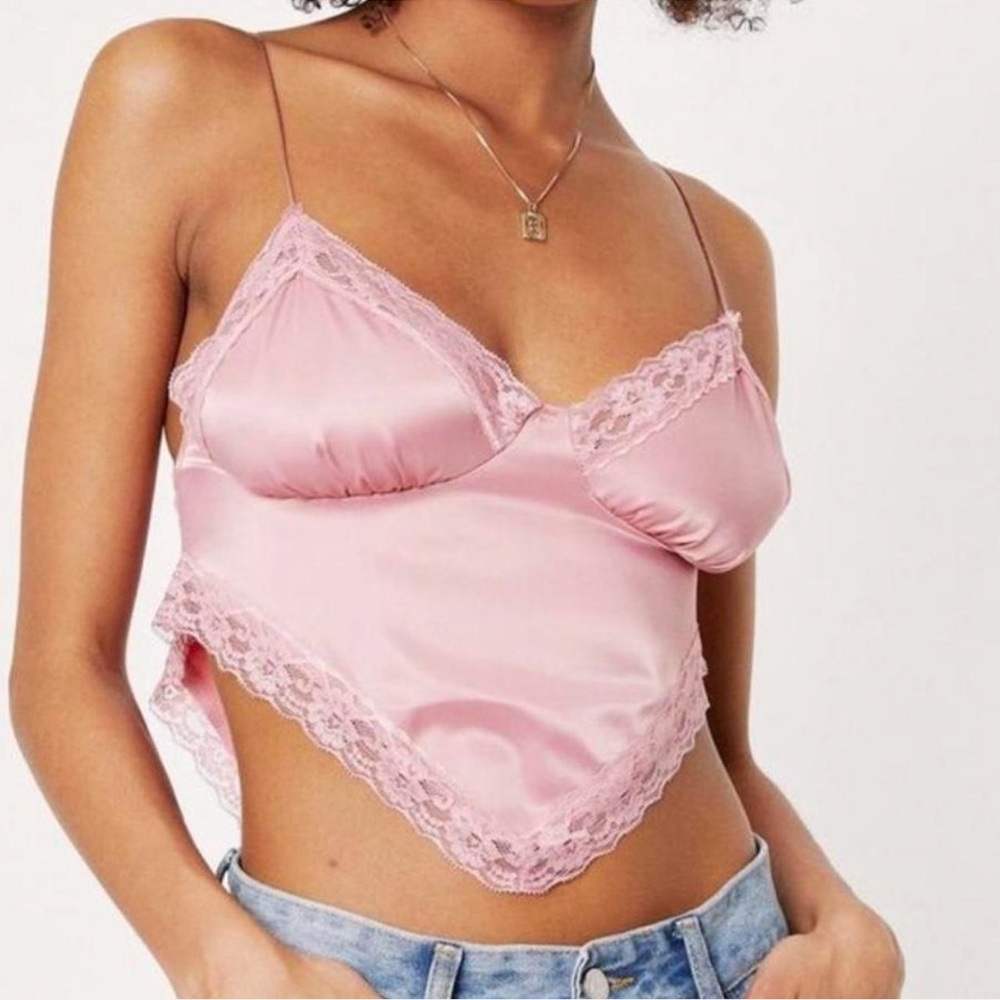 Nasty Gal Blush Satin Lace Camisole